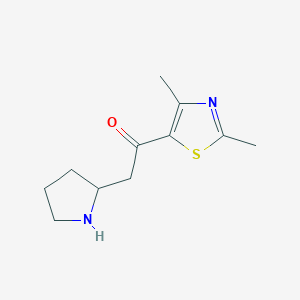 molecular formula C11H16N2OS B13294330 1-(Dimethyl-1,3-thiazol-5-YL)-2-(pyrrolidin-2-YL)ethan-1-one 