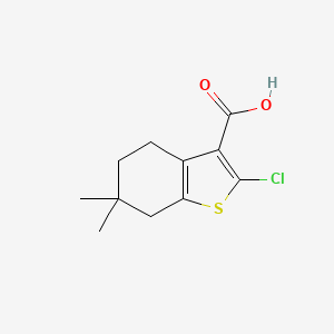 molecular formula C11H13ClO2S B13294359 2-Chloro-6,6-dimethyl-4,5,6,7-tetrahydro-1-benzothiophene-3-carboxylic acid 