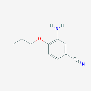 molecular formula C10H12N2O B13294412 3-Amino-4-propoxybenzonitrile CAS No. 72635-80-4