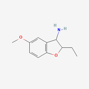 molecular formula C11H15NO2 B13294485 2-Ethyl-5-methoxy-2,3-dihydro-1-benzofuran-3-amine 