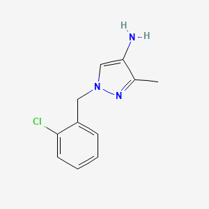molecular formula C11H12ClN3 B13294501 1-[(2-Chlorophenyl)methyl]-3-methyl-1H-pyrazol-4-amine 