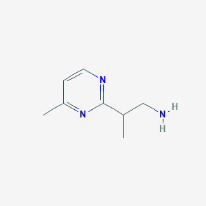 molecular formula C8H13N3 B13294507 2-(4-Methylpyrimidin-2-yl)propan-1-amine 