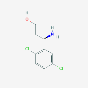 molecular formula C9H11Cl2NO B13294518 (3R)-3-Amino-3-(2,5-dichlorophenyl)propan-1-OL 