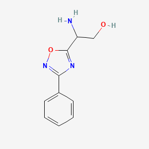 molecular formula C10H11N3O2 B13294535 2-Amino-2-(3-phenyl-1,2,4-oxadiazol-5-yl)ethan-1-ol 