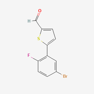 molecular formula C11H6BrFOS B13294556 5-(5-Bromo-2-fluorophenyl)thiophene-2-carbaldehyde 