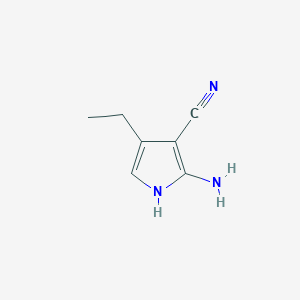 molecular formula C7H9N3 B13294558 2-Amino-4-ethyl-1H-pyrrole-3-carbonitrile 