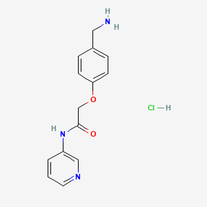 molecular formula C14H16ClN3O2 B13294589 2-[4-(Aminomethyl)phenoxy]-N-(pyridin-3-yl)acetamide hydrochloride 