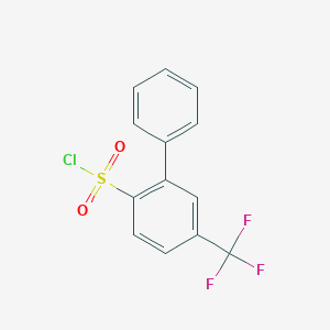 molecular formula C13H8ClF3O2S B13294645 5-(Trifluoromethyl)biphenyl-2-sulfonyl chloride 