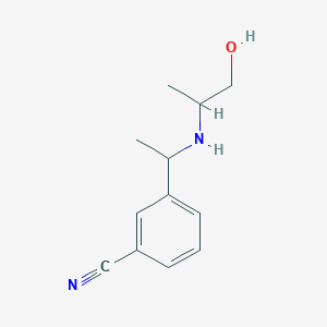 molecular formula C12H16N2O B13294677 3-{1-[(1-Hydroxypropan-2-yl)amino]ethyl}benzonitrile 