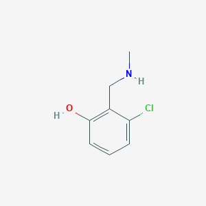 molecular formula C8H10ClNO B13294709 3-Chloro-2-[(methylamino)methyl]phenol 