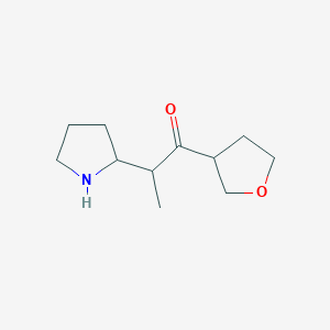 molecular formula C11H19NO2 B13294761 1-(Oxolan-3-yl)-2-(pyrrolidin-2-yl)propan-1-one 
