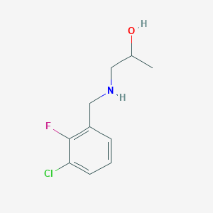 molecular formula C10H13ClFNO B13294954 1-{[(3-Chloro-2-fluorophenyl)methyl]amino}propan-2-ol 