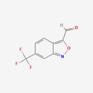 molecular formula C9H4F3NO2 B13295017 6-(Trifluoromethyl)-2,1-benzoxazole-3-carbaldehyde 