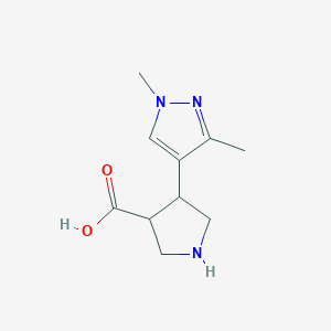molecular formula C10H15N3O2 B13295052 4-(1,3-dimethyl-1H-pyrazol-4-yl)pyrrolidine-3-carboxylic acid 