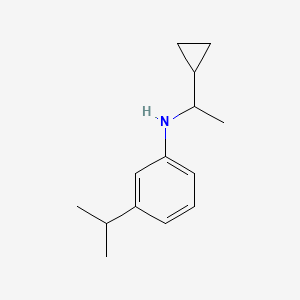 molecular formula C14H21N B13295103 N-(1-Cyclopropylethyl)-3-(propan-2-yl)aniline 