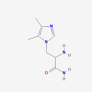 molecular formula C8H14N4O B13295117 2-amino-3-(4,5-dimethyl-1H-imidazol-1-yl)propanamide 
