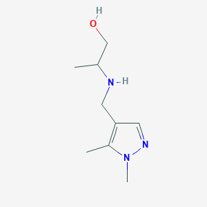 molecular formula C9H17N3O B13295124 2-{[(1,5-dimethyl-1H-pyrazol-4-yl)methyl]amino}propan-1-ol 
