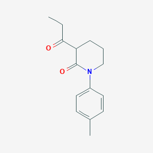 molecular formula C15H19NO2 B13295131 1-(4-Methylphenyl)-3-propanoylpiperidin-2-one 