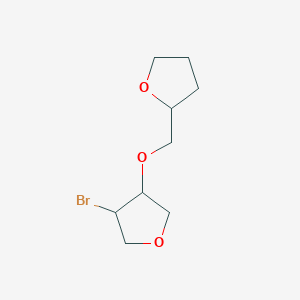 molecular formula C9H15BrO3 B13295186 3-Bromo-4-[(oxolan-2-yl)methoxy]oxolane 