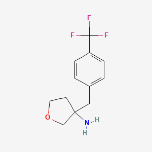 molecular formula C12H14F3NO B13295251 3-{[4-(Trifluoromethyl)phenyl]methyl}oxolan-3-amine 