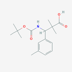 molecular formula C17H25NO4 B13295308 3-{[(Tert-butoxy)carbonyl]amino}-2,2-dimethyl-3-(3-methylphenyl)propanoic acid 