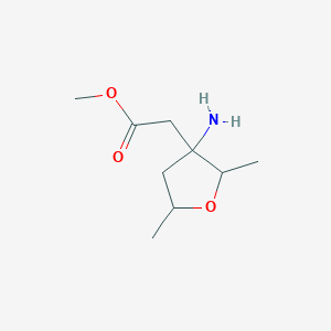 molecular formula C9H17NO3 B13295414 Methyl 2-(3-amino-2,5-dimethyloxolan-3-yl)acetate 