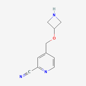 molecular formula C10H11N3O B13295423 4-[(Azetidin-3-yloxy)methyl]pyridine-2-carbonitrile 