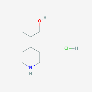 molecular formula C8H18ClNO B13295506 2-Piperidin-4-ylpropan-1-ol hydrochloride 