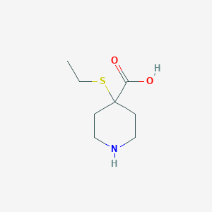 molecular formula C8H15NO2S B13295560 4-(Ethylsulfanyl)piperidine-4-carboxylic acid 