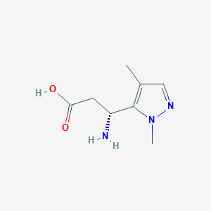 molecular formula C8H13N3O2 B13295675 (3R)-3-Amino-3-(1,4-dimethyl-1H-pyrazol-5-yl)propanoic acid 