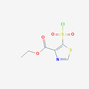 molecular formula C6H6ClNO4S2 B13295748 Ethyl 5-(chlorosulfonyl)-1,3-thiazole-4-carboxylate 
