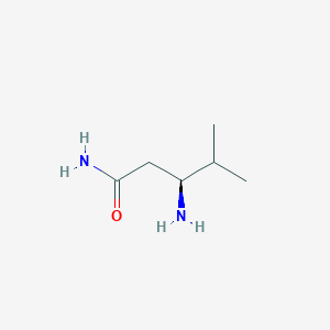 molecular formula C6H14N2O B13295788 (3S)-3-amino-4-methylpentanamide 