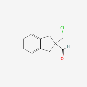molecular formula C11H11ClO B13295864 2-(Chloromethyl)-2,3-dihydro-1H-indene-2-carbaldehyde 