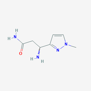 molecular formula C7H12N4O B13295932 (3R)-3-Amino-3-(1-methyl-1H-pyrazol-3-yl)propanamide 