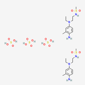 molecular formula C24H48N6O16S5 B1329636 Methanesulfonamide, N-[2-[(4-amino-3-methylphenyl)ethylamino]ethyl]-, sulfate (2:3) CAS No. 25646-71-3