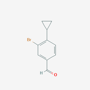 molecular formula C10H9BrO B13296503 3-Bromo-4-cyclopropylbenzaldehyde 