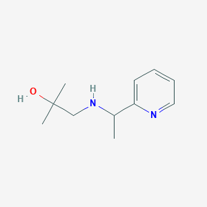 molecular formula C11H18N2O B13296536 2-Methyl-1-{[1-(pyridin-2-yl)ethyl]amino}propan-2-ol 
