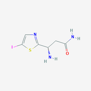 molecular formula C6H8IN3OS B13296593 (3S)-3-Amino-3-(5-iodo-1,3-thiazol-2-yl)propanamide 