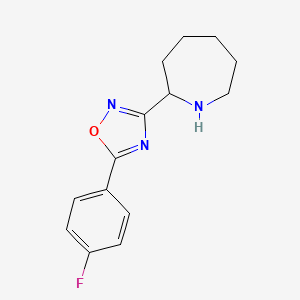 molecular formula C14H16FN3O B13296616 2-[5-(4-Fluorophenyl)-1,2,4-oxadiazol-3-yl]azepane 