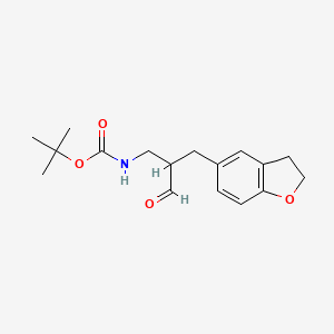 molecular formula C17H23NO4 B13296620 tert-butyl N-[2-(2,3-dihydro-1-benzofuran-5-ylmethyl)-3-oxopropyl]carbamate 