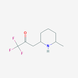 molecular formula C9H14F3NO B13296625 1,1,1-Trifluoro-3-(6-methylpiperidin-2-yl)propan-2-one 