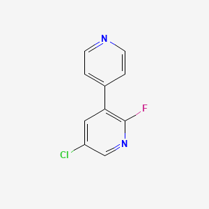 molecular formula C10H6ClFN2 B13296663 5-Chloro-2-fluoro-3-(pyridin-4-yl)pyridine 