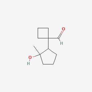 molecular formula C11H18O2 B13296670 1-(2-Hydroxy-2-methylcyclopentyl)cyclobutane-1-carbaldehyde 