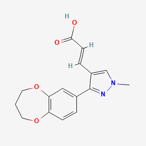 molecular formula C16H16N2O4 B13296736 (2E)-3-[3-(3,4-dihydro-2H-1,5-benzodioxepin-7-yl)-1-methyl-1H-pyrazol-4-yl]acrylic acid 
