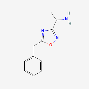 molecular formula C11H13N3O B13296869 1-(5-Benzyl-1,2,4-oxadiazol-3-yl)ethan-1-amine 
