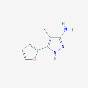 molecular formula C8H9N3O B13296930 3-(2-Furyl)-4-methyl-1H-pyrazol-5-amine 