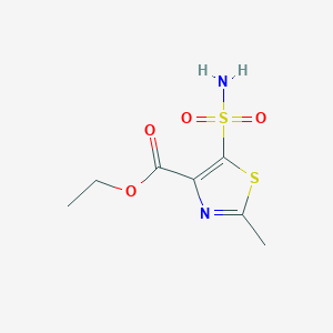 molecular formula C7H10N2O4S2 B13296960 Ethyl 2-methyl-5-sulfamoyl-1,3-thiazole-4-carboxylate 