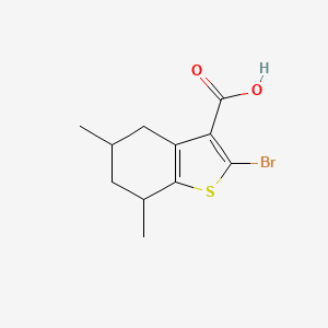 molecular formula C11H13BrO2S B13296982 2-Bromo-5,7-dimethyl-4,5,6,7-tetrahydro-1-benzothiophene-3-carboxylic acid 