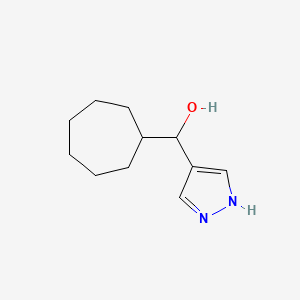 molecular formula C11H18N2O B13296984 Cycloheptyl(1H-pyrazol-4-yl)methanol 