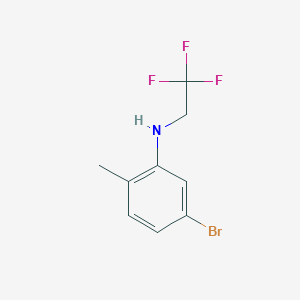 molecular formula C9H9BrF3N B13297067 5-bromo-2-methyl-N-(2,2,2-trifluoroethyl)aniline 
